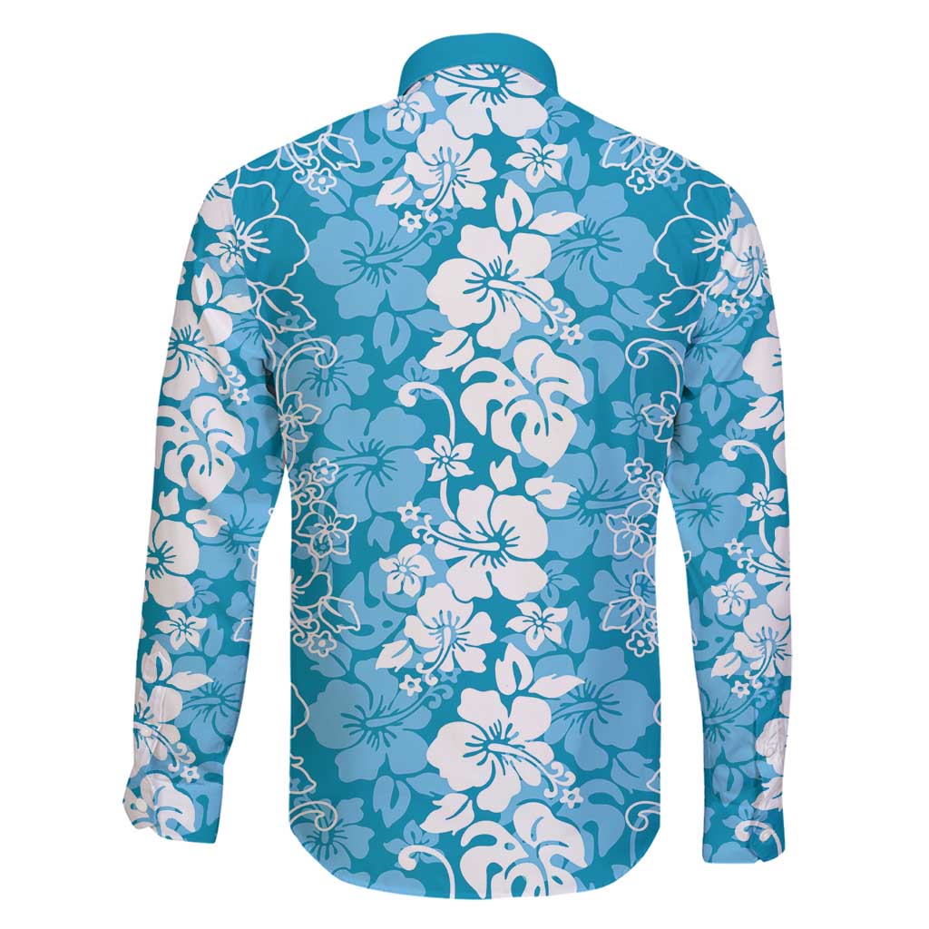Hawaiian Lei Day Family Matching Off Shoulder Short Dress and Hawaiian Shirt Blue Hibiscus Flowers Lei Art LT9 - Polynesian Pride