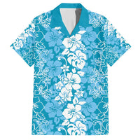 Hawaiian Lei Day Family Matching Tank Maxi Dress and Hawaiian Shirt Blue Hibiscus Flowers Lei Art LT9 Dad's Shirt - Short Sleeve Blue - Polynesian Pride