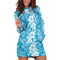 Hawaiian Lei Day Hoodie Dress Blue Hibiscus Flowers Lei Art LT9 Blue - Polynesian Pride