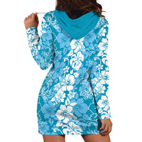 Hawaiian Lei Day Hoodie Dress Blue Hibiscus Flowers Lei Art LT9 - Polynesian Pride