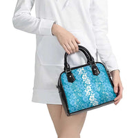 Hawaiian Lei Day Shoulder Handbag Blue Hibiscus Flowers Lei Art