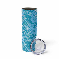 Hawaiian Lei Day Skinny Tumbler Blue Hibiscus Flowers Lei Art LT9 - Polynesian Pride