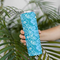 Hawaiian Lei Day Skinny Tumbler Blue Hibiscus Flowers Lei Art LT9 - Polynesian Pride