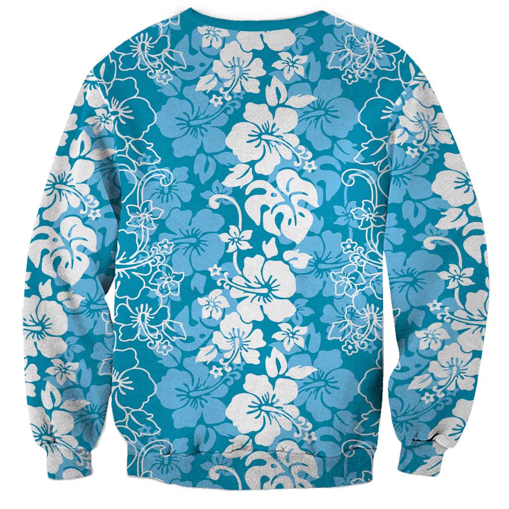 Hawaiian Lei Day Sweatshirt Blue Hibiscus Flowers Lei Art LT9 - Polynesian Pride