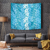 Hawaiian Lei Day Tapestry Blue Hibiscus Flowers Lei Art LT9 Blue - Polynesian Pride