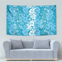 Hawaiian Lei Day Tapestry Blue Hibiscus Flowers Lei Art LT9 - Polynesian Pride