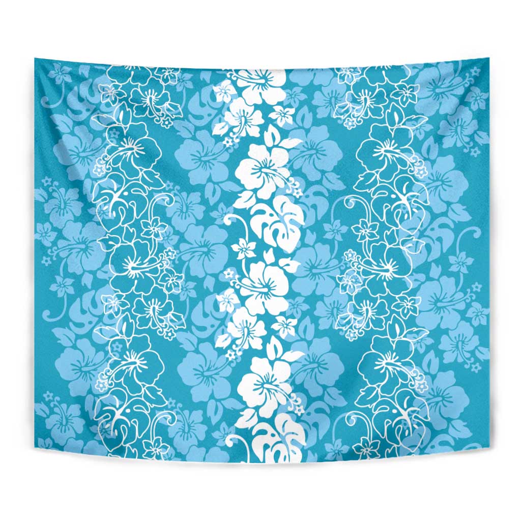 Hawaiian Lei Day Tapestry Blue Hibiscus Flowers Lei Art LT9 - Polynesian Pride