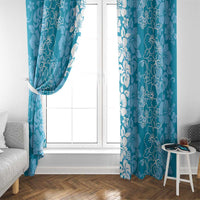 Hawaiian Lei Day Window Curtain Blue Hibiscus Flowers Lei Art LT9 - Polynesian Pride