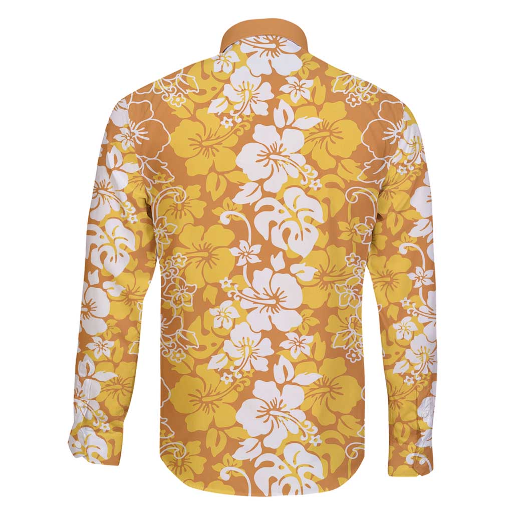 Hawaiian Lei Day Family Matching Long Sleeve Bodycon Dress and Hawaiian Shirt Gold Hibiscus Flowers Lei Art LT9 - Polynesian Pride