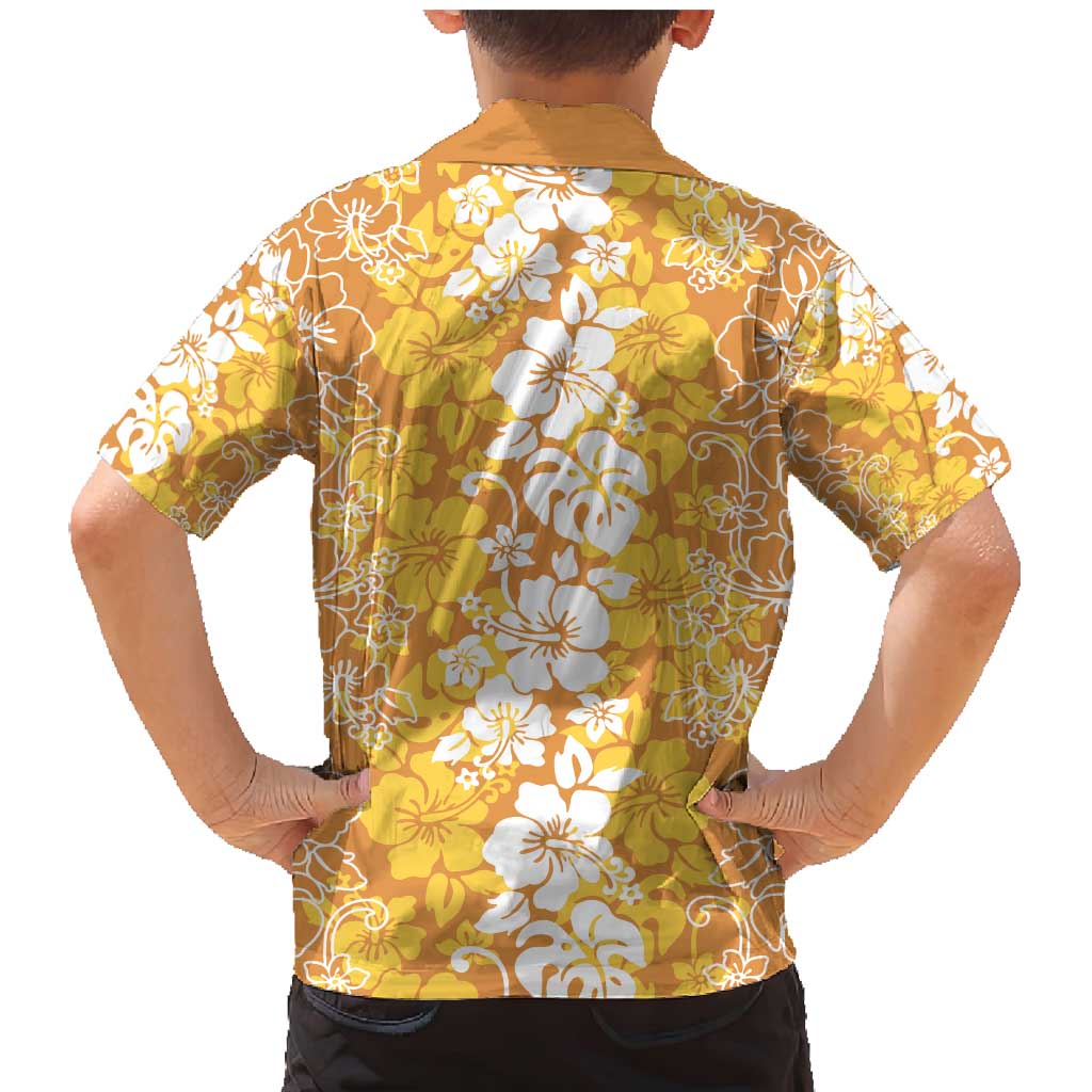Hawaiian Lei Day Family Matching Mermaid Dress and Hawaiian Shirt Gold Hibiscus Flowers Lei Art LT9 - Polynesian Pride