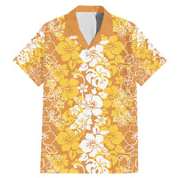 Hawaiian Lei Day Family Matching Mermaid Dress and Hawaiian Shirt Gold Hibiscus Flowers Lei Art LT9 Dad's Shirt - Short Sleeve Gold - Polynesian Pride