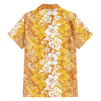 Hawaiian Lei Day Family Matching Off Shoulder Short Dress and Hawaiian Shirt Gold Hibiscus Flowers Lei Art LT9 - Polynesian Pride