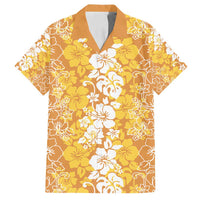 Hawaiian Lei Day Family Matching Tank Maxi Dress and Hawaiian Shirt Gold Hibiscus Flowers Lei Art LT9 Dad's Shirt - Short Sleeve Gold - Polynesian Pride