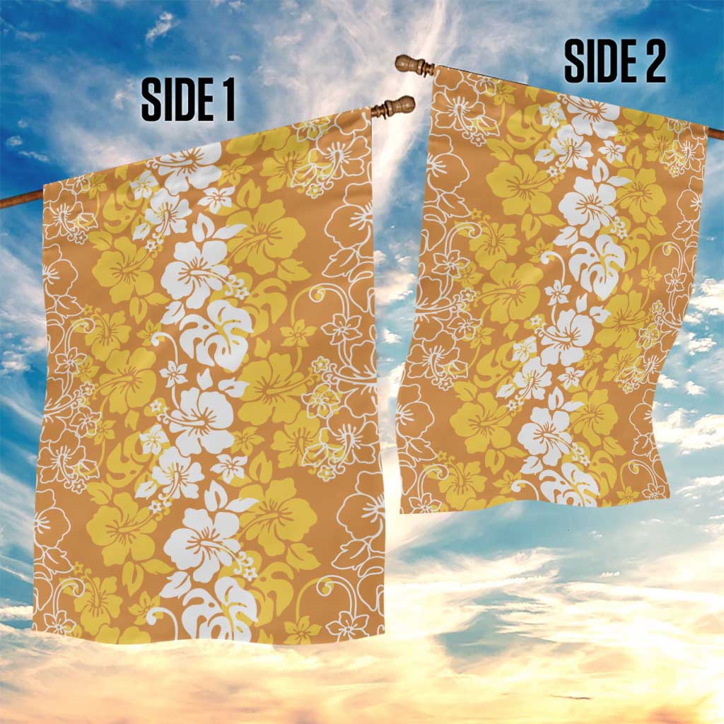 Hawaiian Lei Day Garden Flag Gold Hibiscus Flowers Lei Art