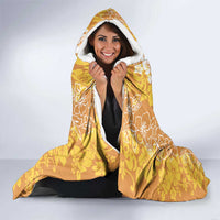 Hawaiian Lei Day Hooded Blanket Gold Hibiscus Flowers Lei Art