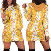 Hawaiian Lei Day Hoodie Dress Gold Hibiscus Flowers Lei Art LT9 - Polynesian Pride
