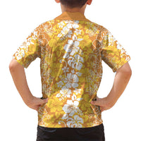 Hawaiian Lei Day Kid Hawaiian Shirt Gold Hibiscus Flowers Lei Art