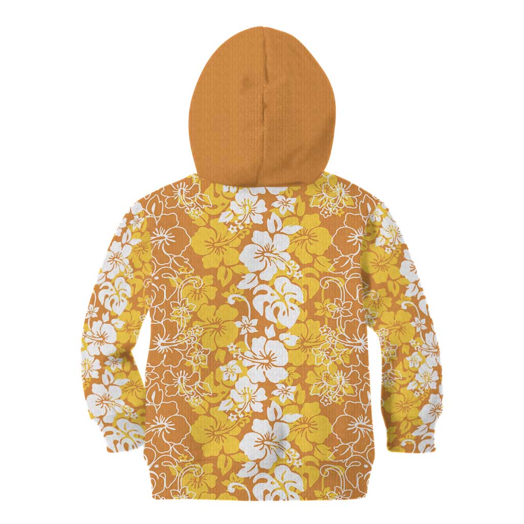 Hawaiian Lei Day Kid Hoodie Gold Hibiscus Flowers Lei Art