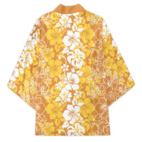 Hawaiian Lei Day Kimono Gold Hibiscus Flowers Lei Art - Polynesian Pride