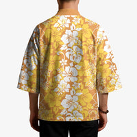 Hawaiian Lei Day Kimono Gold Hibiscus Flowers Lei Art - Polynesian Pride