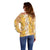 Hawaiian Lei Day Off Shoulder Sweater Gold Hibiscus Flowers Lei Art