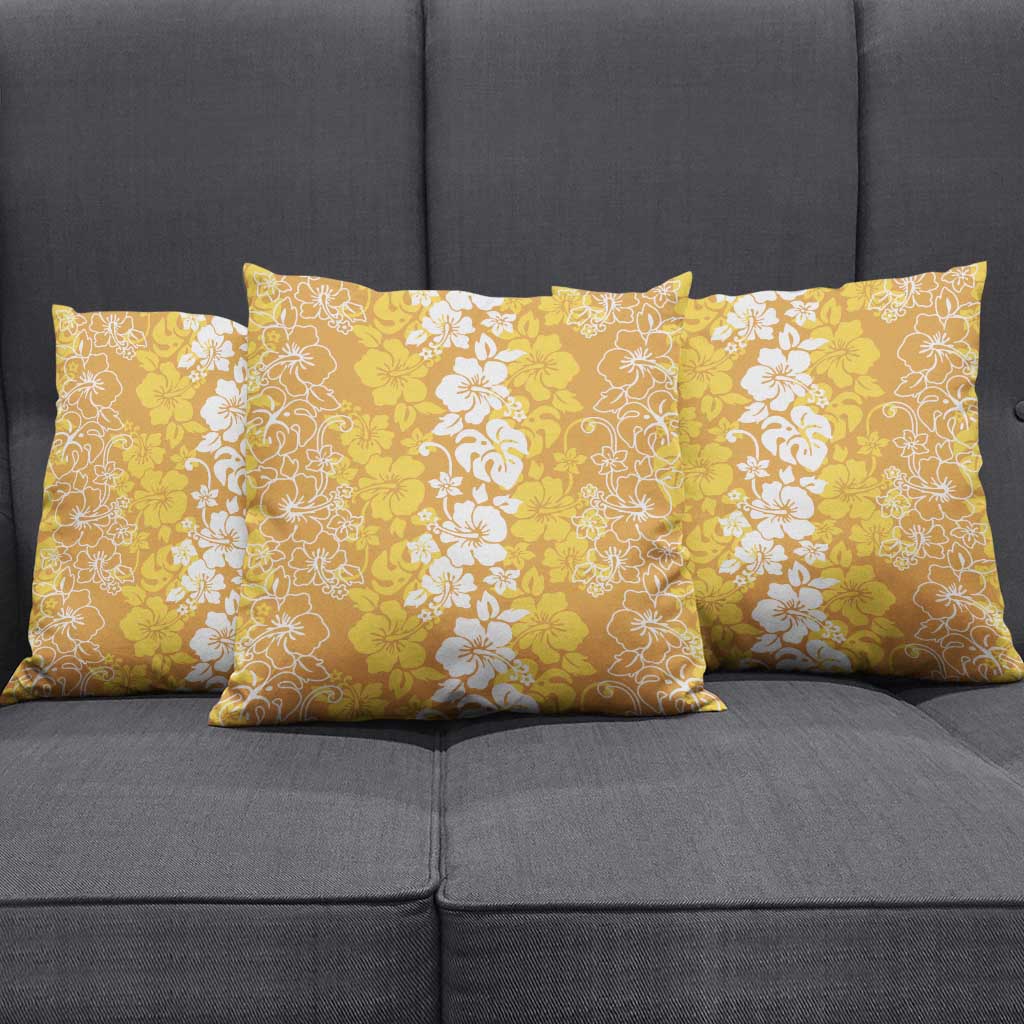 Hawaiian Lei Day Pillow Cover Gold Hibiscus Flowers Lei Art - Polynesian Pride