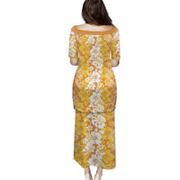 Hawaiian Lei Day Puletasi Gold Hibiscus Flowers Lei Art