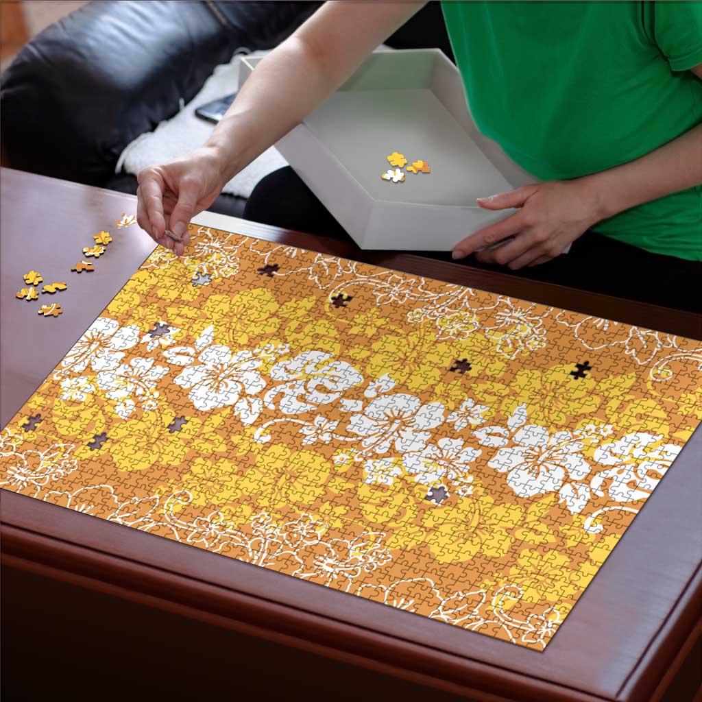 Hawaiian Lei Day Puzzle Gold Hibiscus Flowers Lei Art - Polynesian Pride