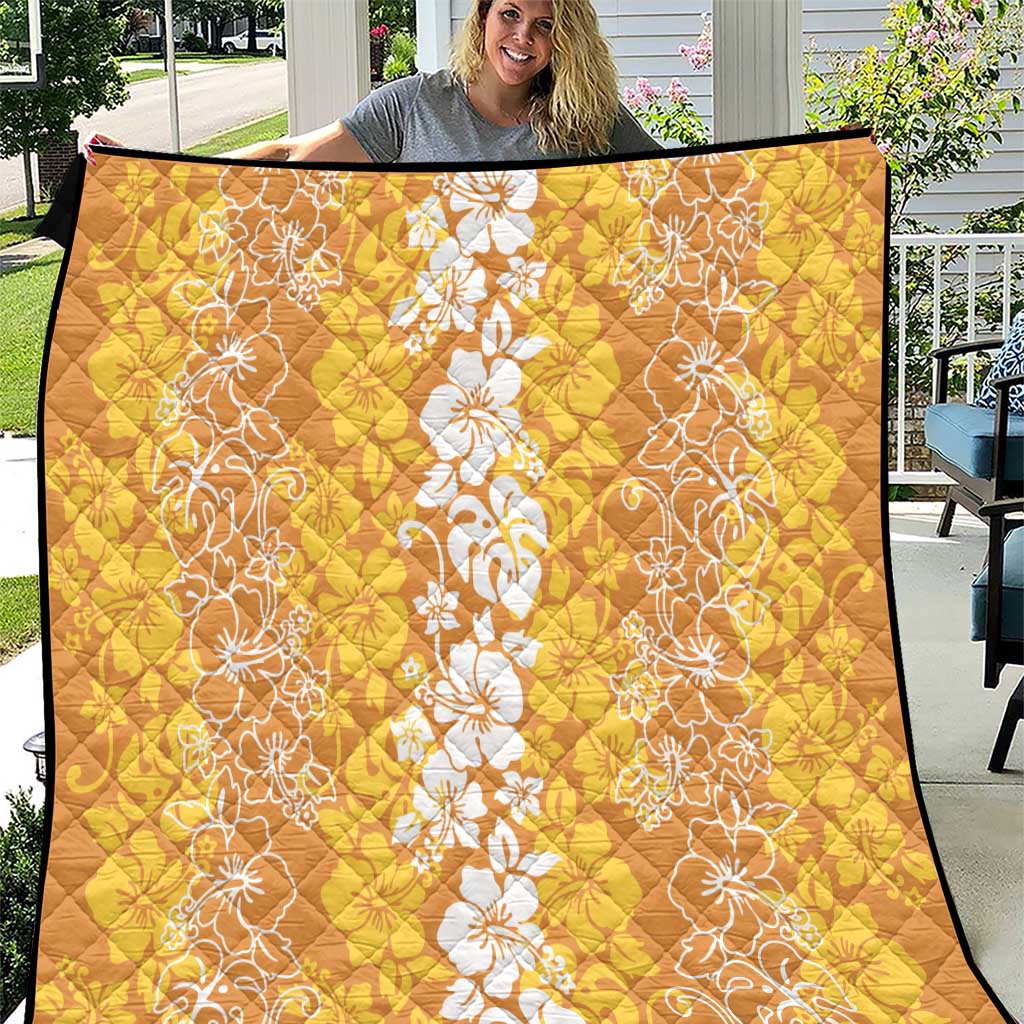 Hawaiian Lei Day Quilt Gold Hibiscus Flowers Lei Art LT9 Gold - Polynesian Pride