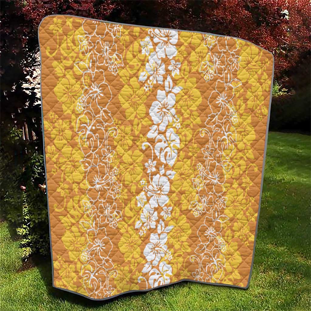 Hawaiian Lei Day Quilt Gold Hibiscus Flowers Lei Art LT9 - Polynesian Pride