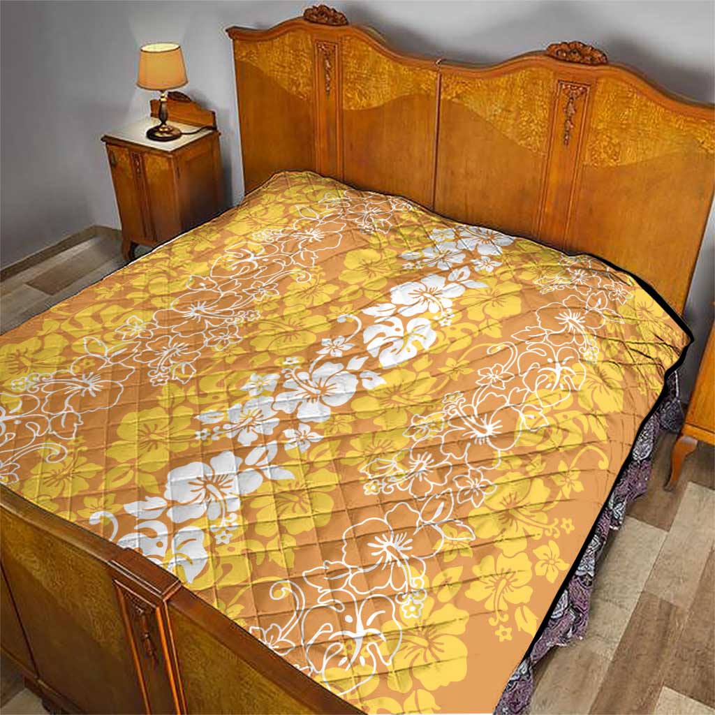 Hawaiian Lei Day Quilt Gold Hibiscus Flowers Lei Art LT9 - Polynesian Pride