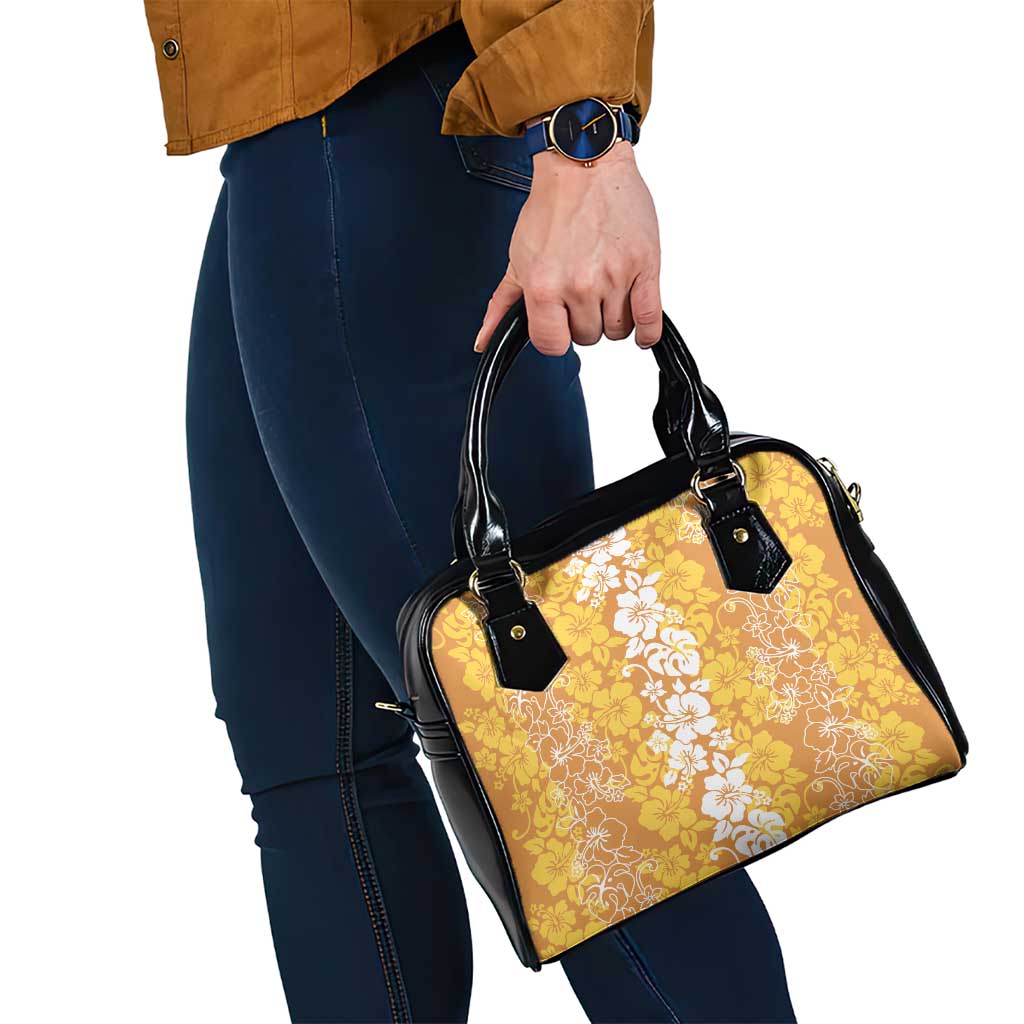 Hawaiian Lei Day Shoulder Handbag Gold Hibiscus Flowers Lei Art