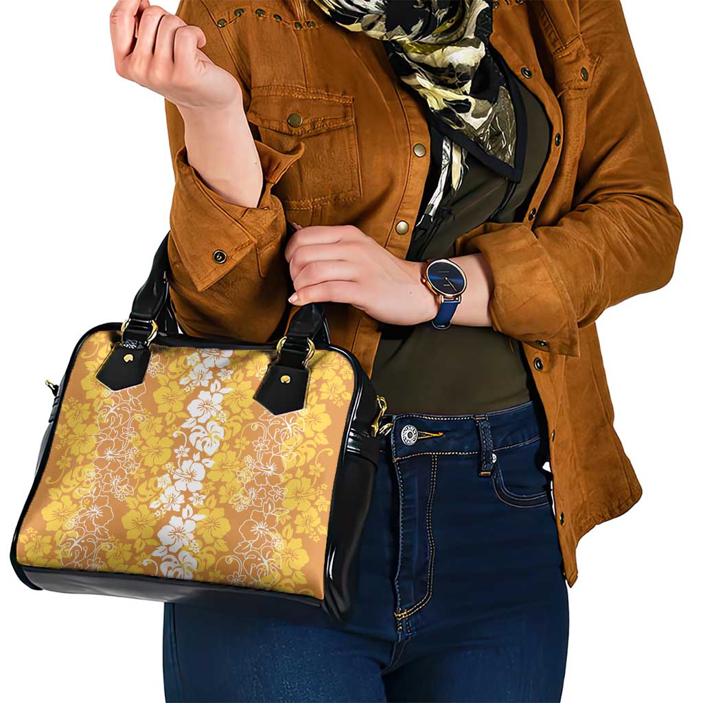 Hawaiian Lei Day Shoulder Handbag Gold Hibiscus Flowers Lei Art
