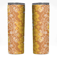 Hawaiian Lei Day Skinny Tumbler Gold Hibiscus Flowers Lei Art LT9 Gold - Polynesian Pride