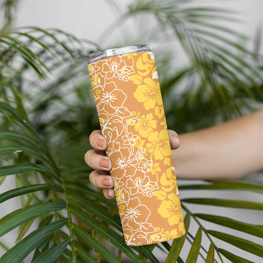 Hawaiian Lei Day Skinny Tumbler Gold Hibiscus Flowers Lei Art LT9 - Polynesian Pride
