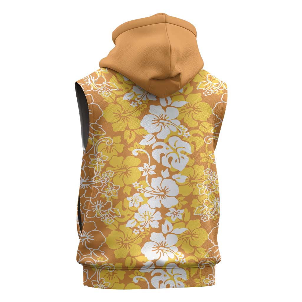 Hawaiian Lei Day Sleeveless Zip Hoodie Gold Hibiscus Flowers Lei Art LT9 - Polynesian Pride