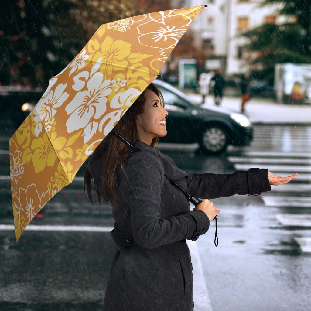 Hawaiian Lei Day Umbrella Gold Hibiscus Flowers Lei Art - Polynesian Pride