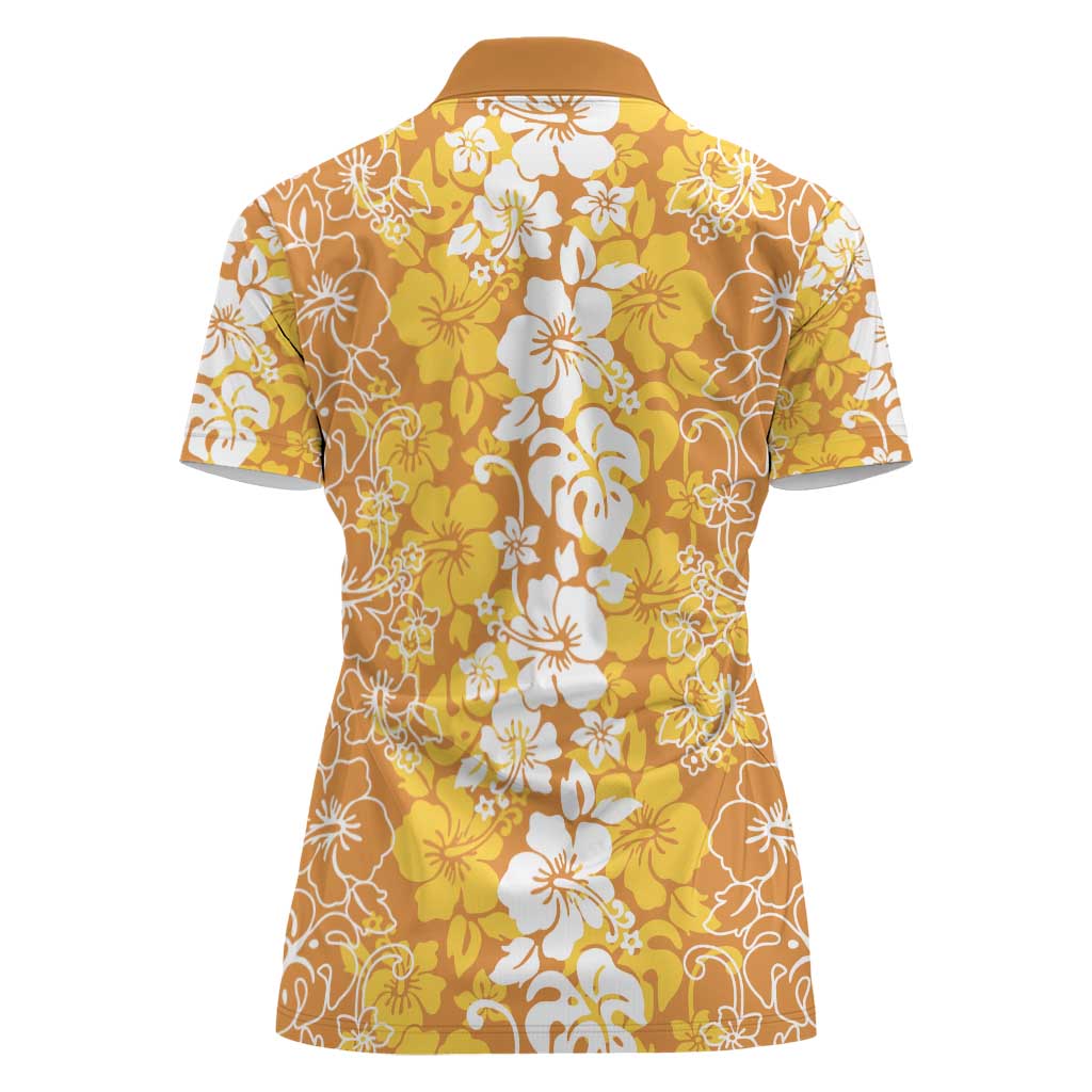 Hawaiian Lei Day Women Polo Shirt Gold Hibiscus Flowers Lei Art LT9 - Polynesian Pride