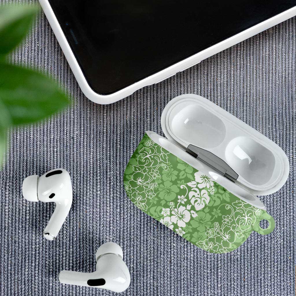 Hawaiian Lei Day AirPods Case Green Hibiscus Flowers Lei Art - Polynesian Pride