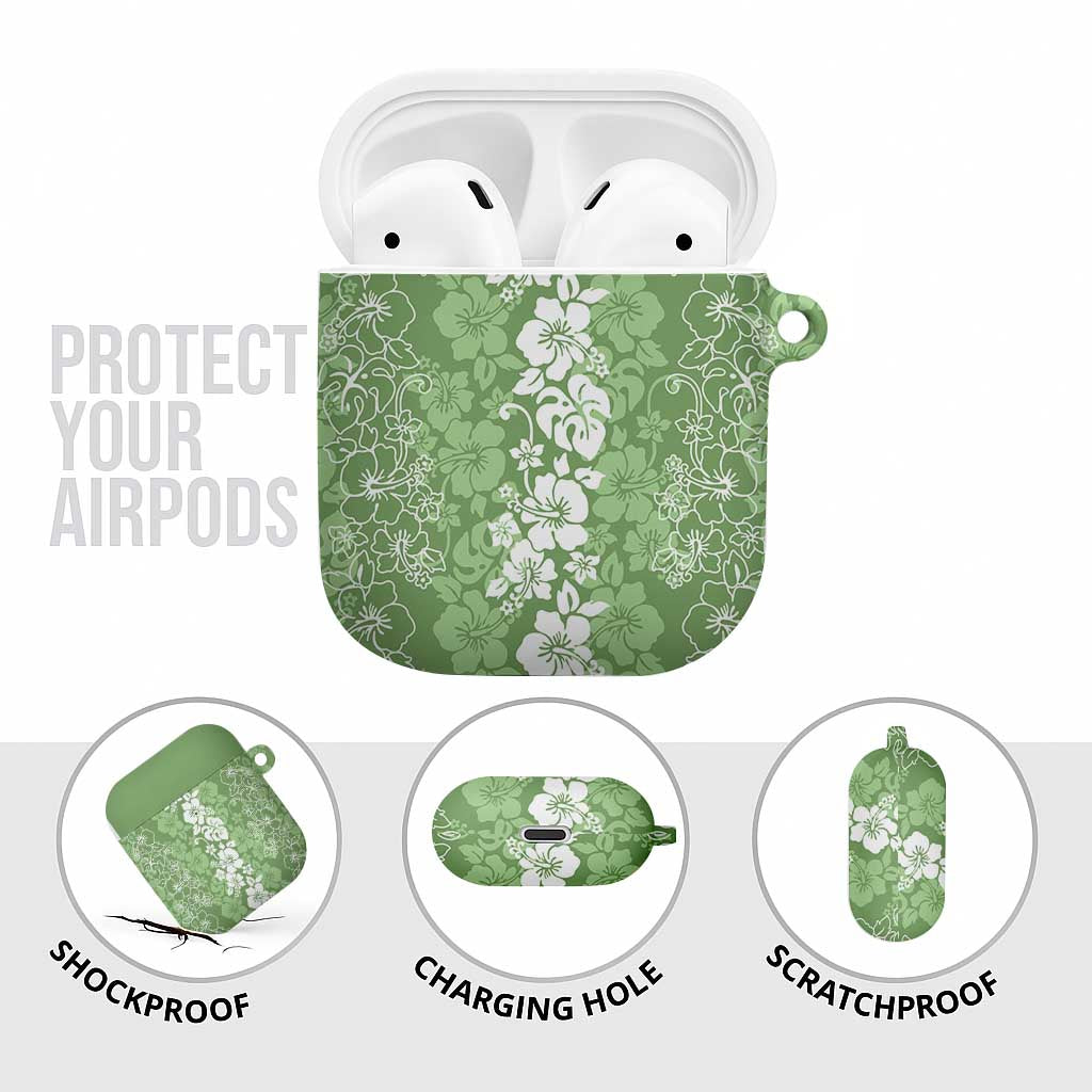 Hawaiian Lei Day AirPods Case Green Hibiscus Flowers Lei Art - Polynesian Pride