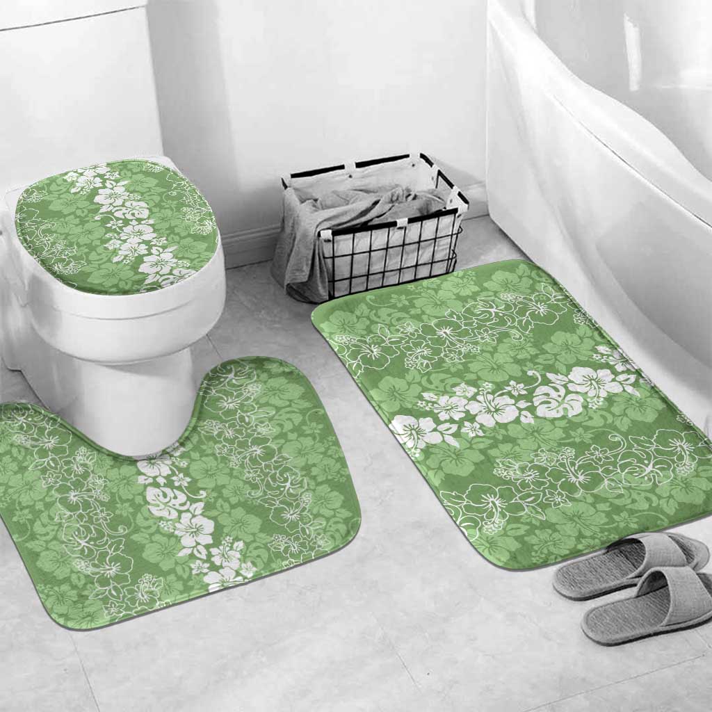 Hawaiian Lei Day Bathroom Set Green Hibiscus Flowers Lei Art - Polynesian Pride