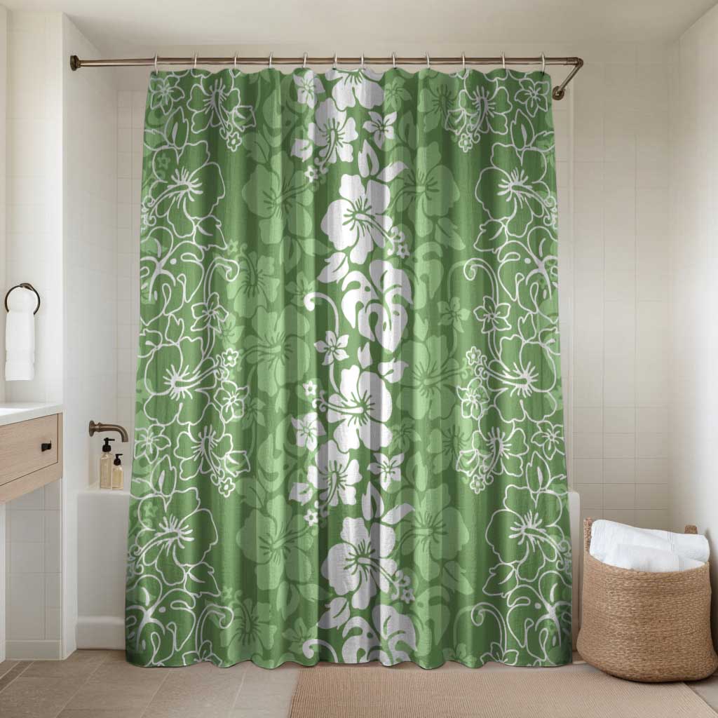 Hawaiian Lei Day Bathroom Set Green Hibiscus Flowers Lei Art - Polynesian Pride