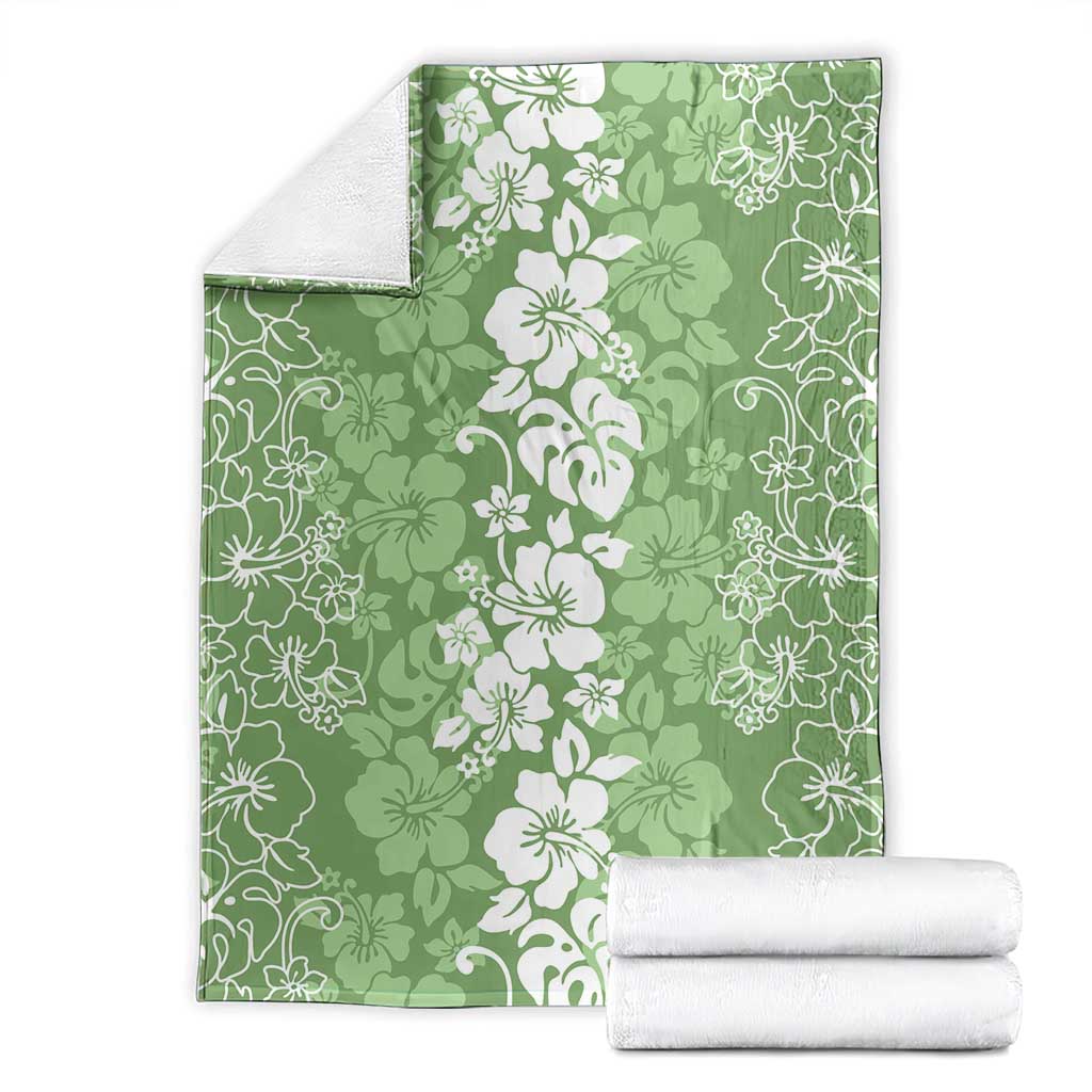 Hawaiian Lei Day Blanket Green Hibiscus Flowers Lei Art