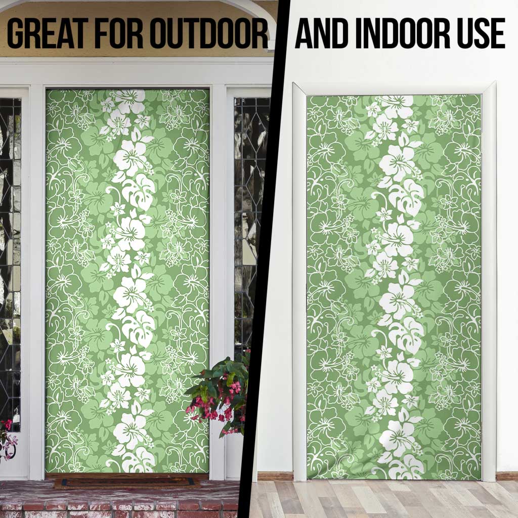 Hawaiian Lei Day Door Cover Green Hibiscus Flowers Lei Art - Polynesian Pride