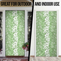 Hawaiian Lei Day Door Cover Green Hibiscus Flowers Lei Art - Polynesian Pride
