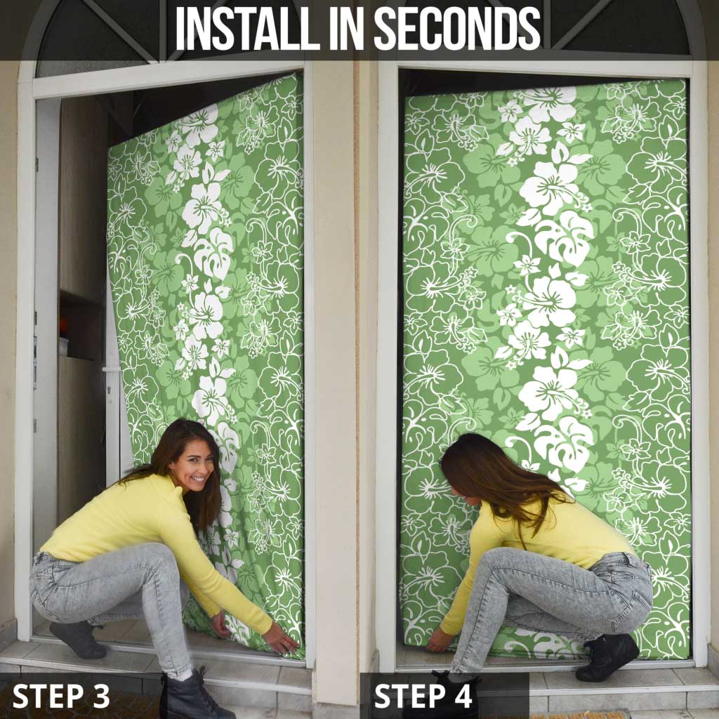 Hawaiian Lei Day Door Cover Green Hibiscus Flowers Lei Art - Polynesian Pride