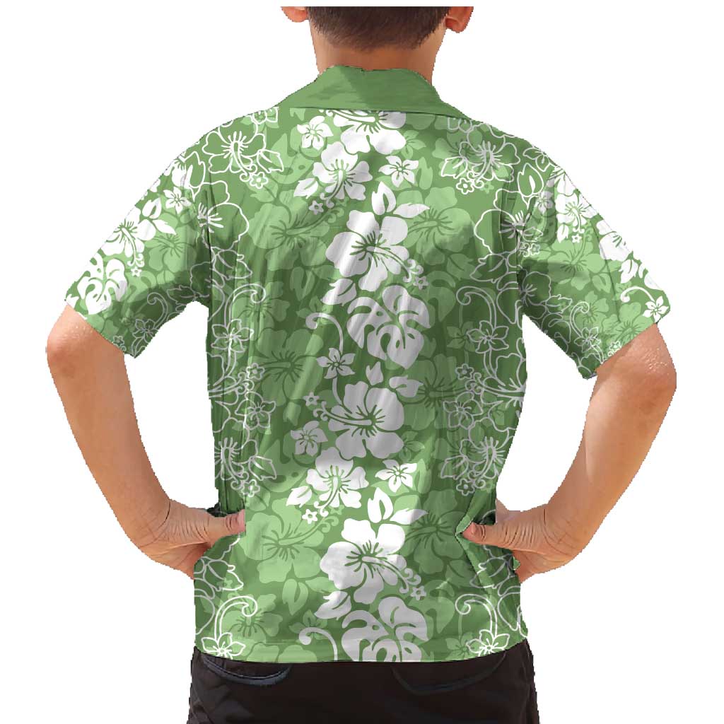 Hawaiian Lei Day Family Matching Mermaid Dress and Hawaiian Shirt Green Hibiscus Flowers Lei Art LT9 - Polynesian Pride
