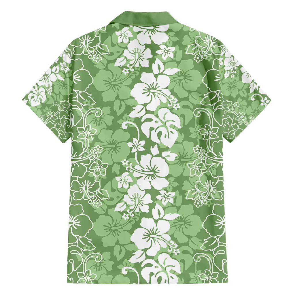 Hawaiian Lei Day Family Matching Off Shoulder Maxi Dress and Hawaiian Shirt Green Hibiscus Flowers Lei Art LT9 - Polynesian Pride