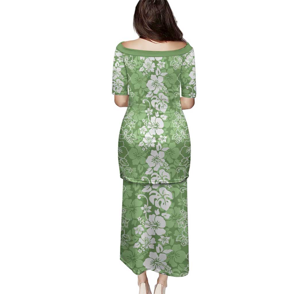 Hawaiian Lei Day Family Matching Puletasi and Hawaiian Shirt Green Hibiscus Flowers Lei Art LT9 - Polynesian Pride