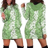 Hawaiian Lei Day Hoodie Dress Green Hibiscus Flowers Lei Art LT9 - Polynesian Pride
